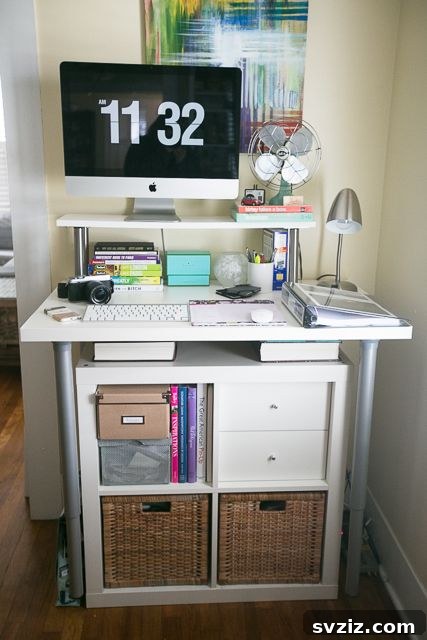 21 Ingenious IKEA Desk Ideas to Double Your Storage 18 A Simple Standing Desk