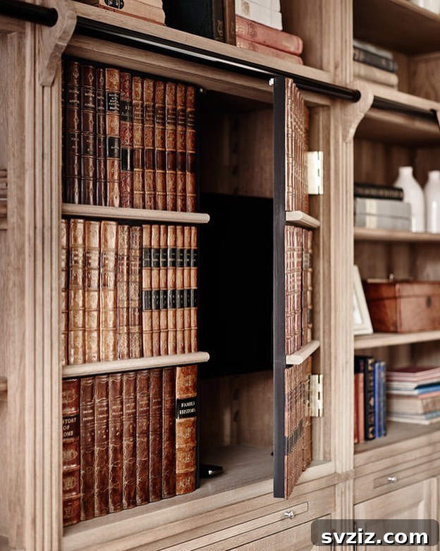 21 Smart Hidden Storage Solutions To Optimize Every Inch 22 Faux Library Storage Shelf
