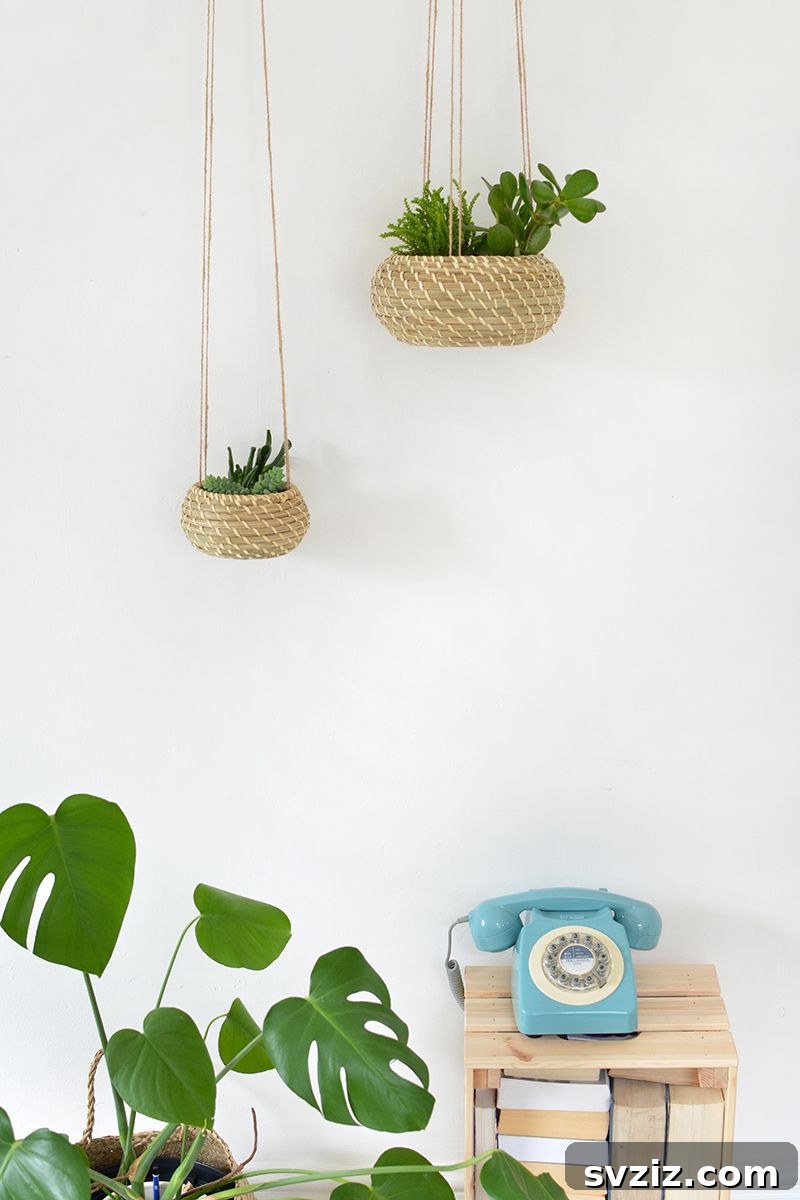 Ingenious IKEA Plant Hacks to Brighten Your Home 5 DIY Seagrass hanging planters