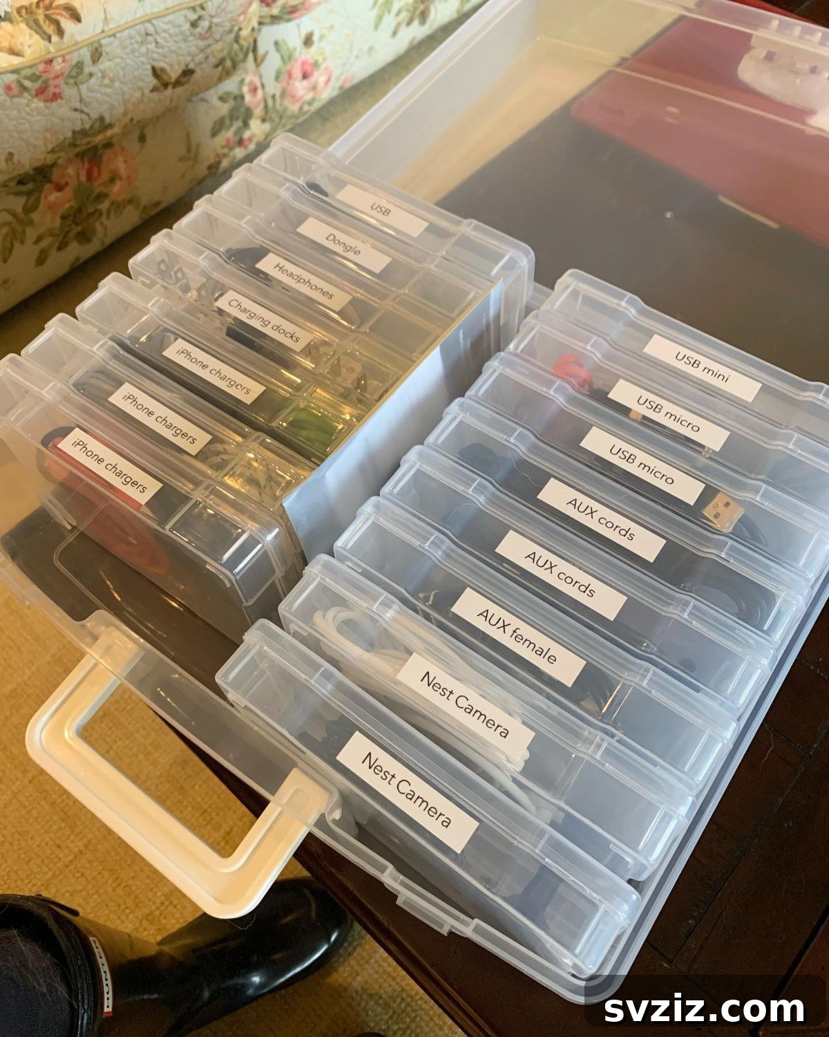 plastic boxes and labels