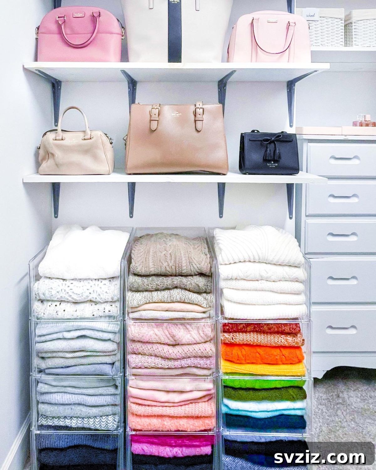  Open Stackable Floor Bins for Sweaters