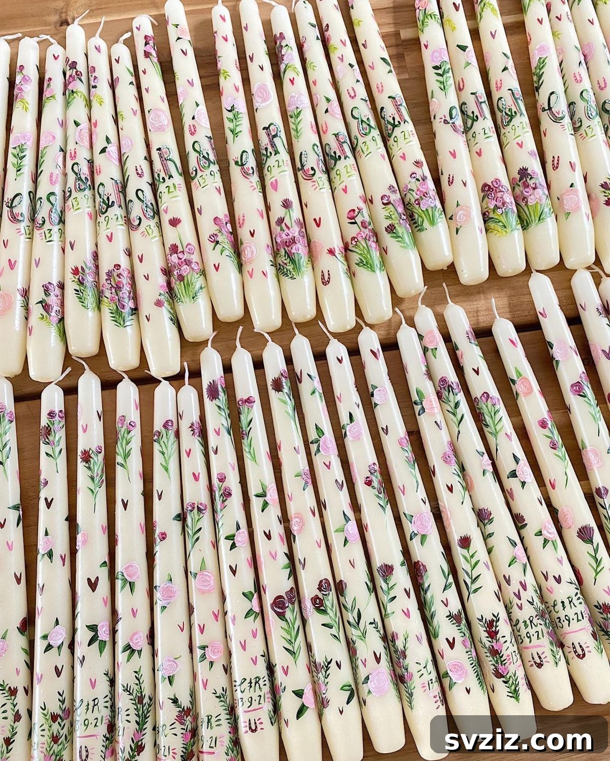 Painted Wedding Candles