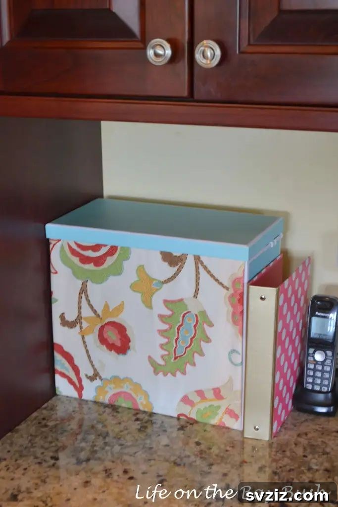 Pocket-Friendly Productivity: 31 Office Organization Hacks 15 DIY File Box Mail Organizer decorated with fabric