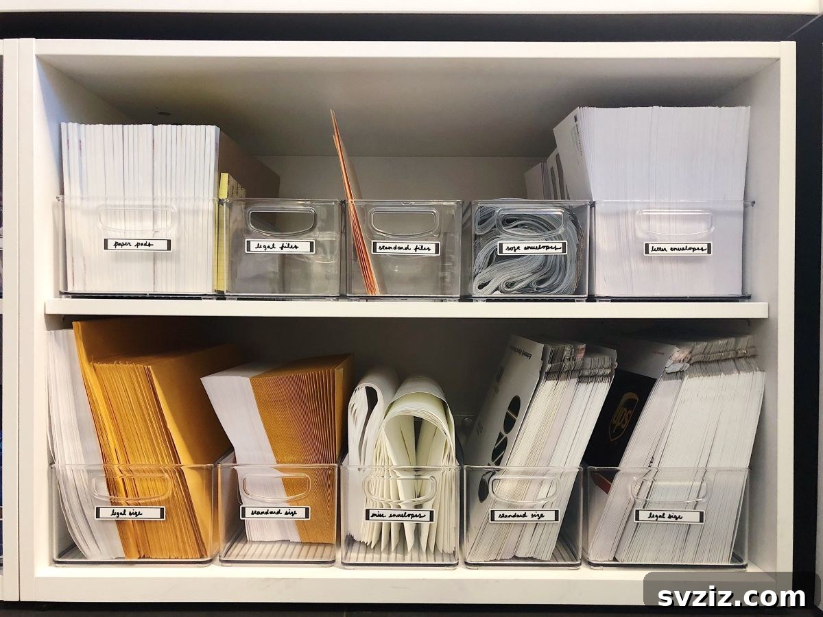Pocket-Friendly Productivity: 31 Office Organization Hacks 18 Labeled Acrylic Bins for neat office storage
