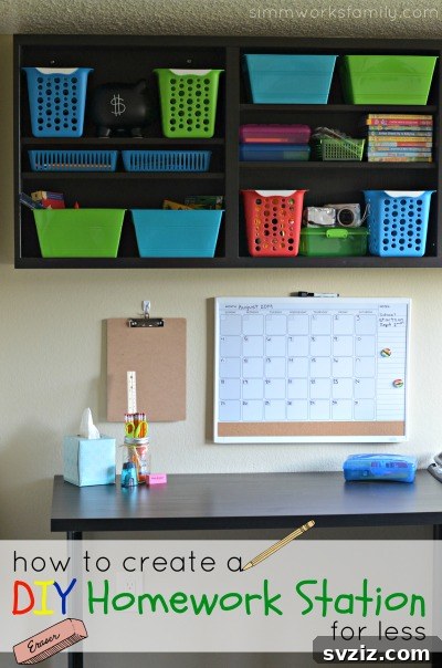 Pocket-Friendly Productivity: 31 Office Organization Hacks 20 DIY Homework Station with colorful bins and supplies