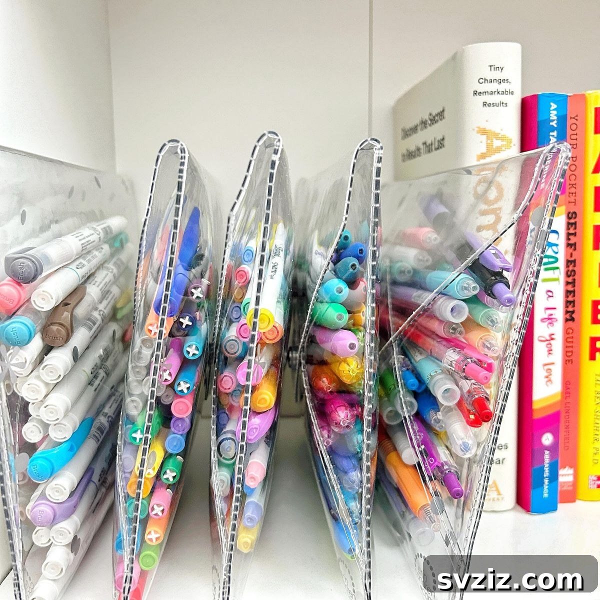Pocket-Friendly Productivity: 31 Office Organization Hacks 3 Clear Plastic Pouches for organizing pens and markers upright