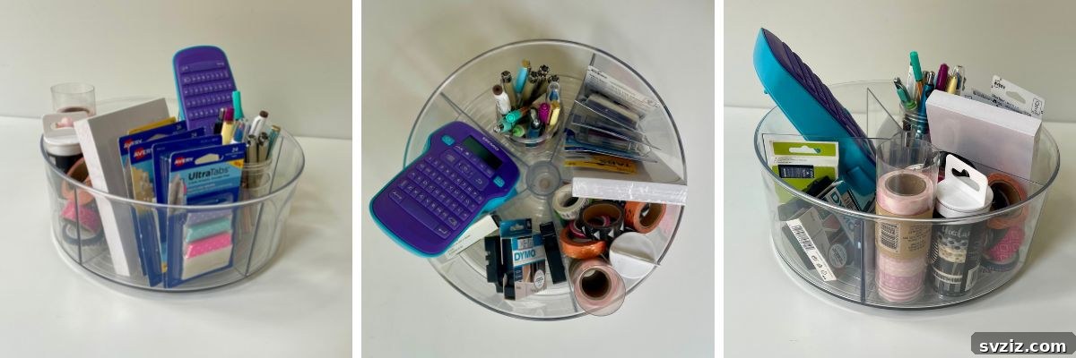 Pocket-Friendly Productivity: 31 Office Organization Hacks 25 Lazy Susan organizer for desk essentials