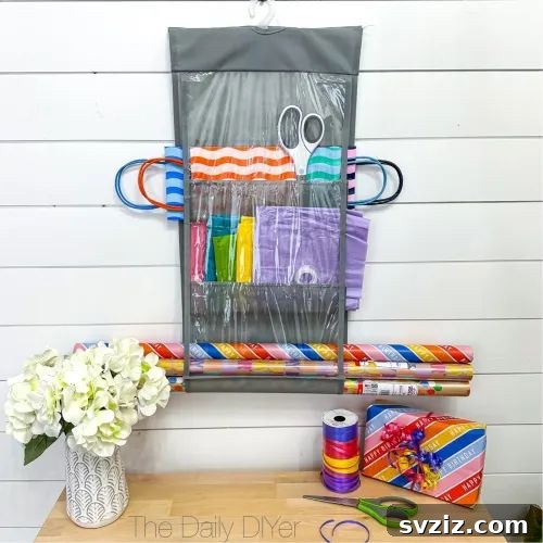 Handbag Organizer turned gift wrapping station