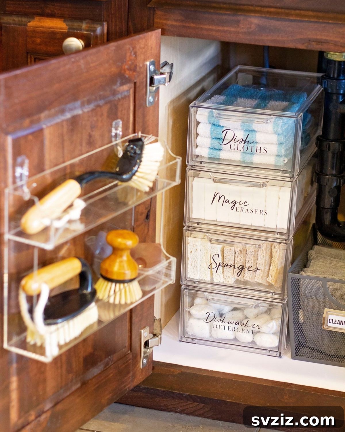 Stackable Labeled Drawers for Under Sink Storage