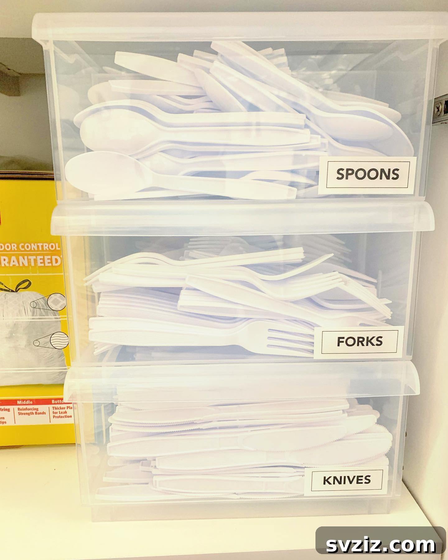 Stackable Plasticware Organizer Under Sink