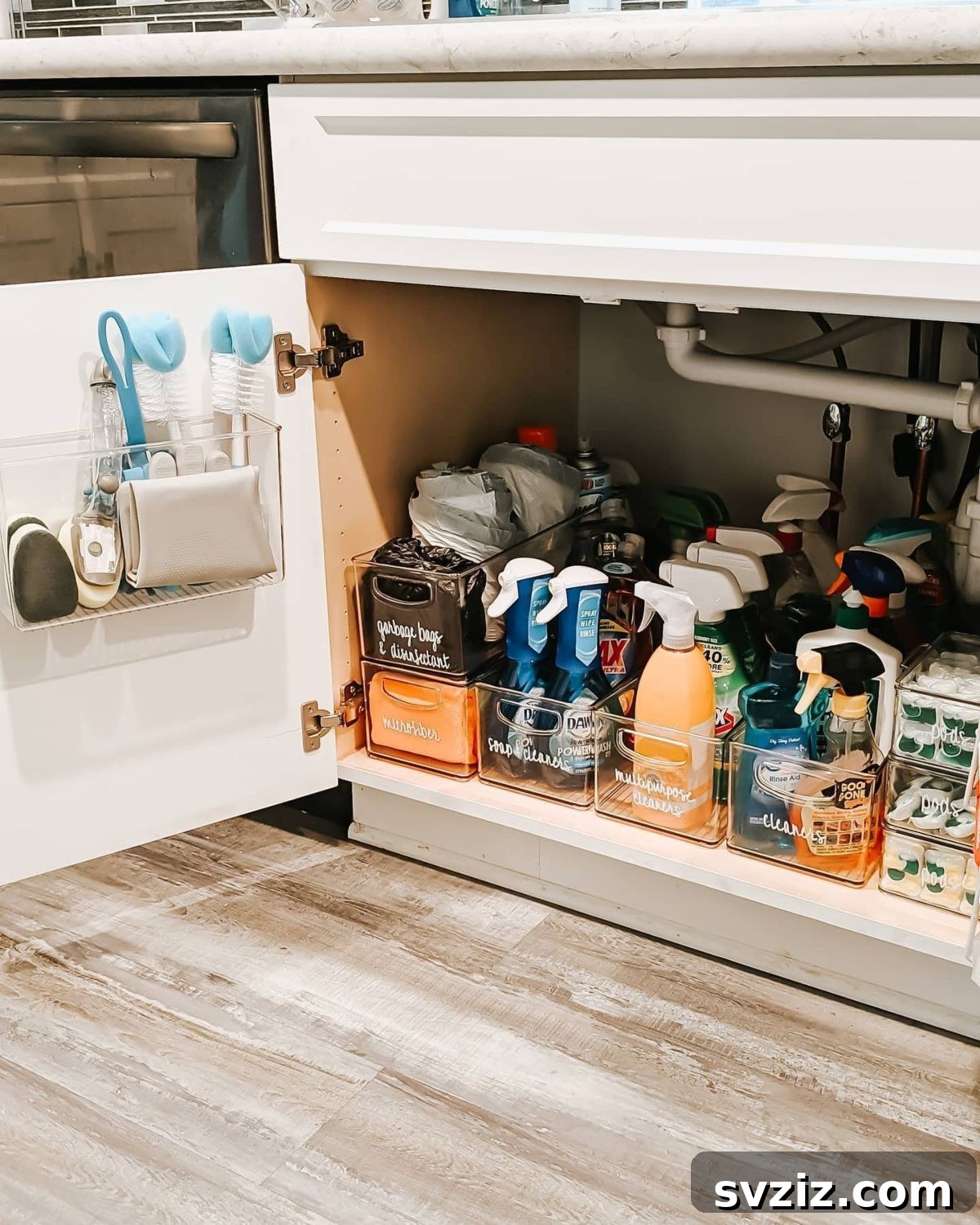 Abundance of Acrylic Bins for Under Sink Storage