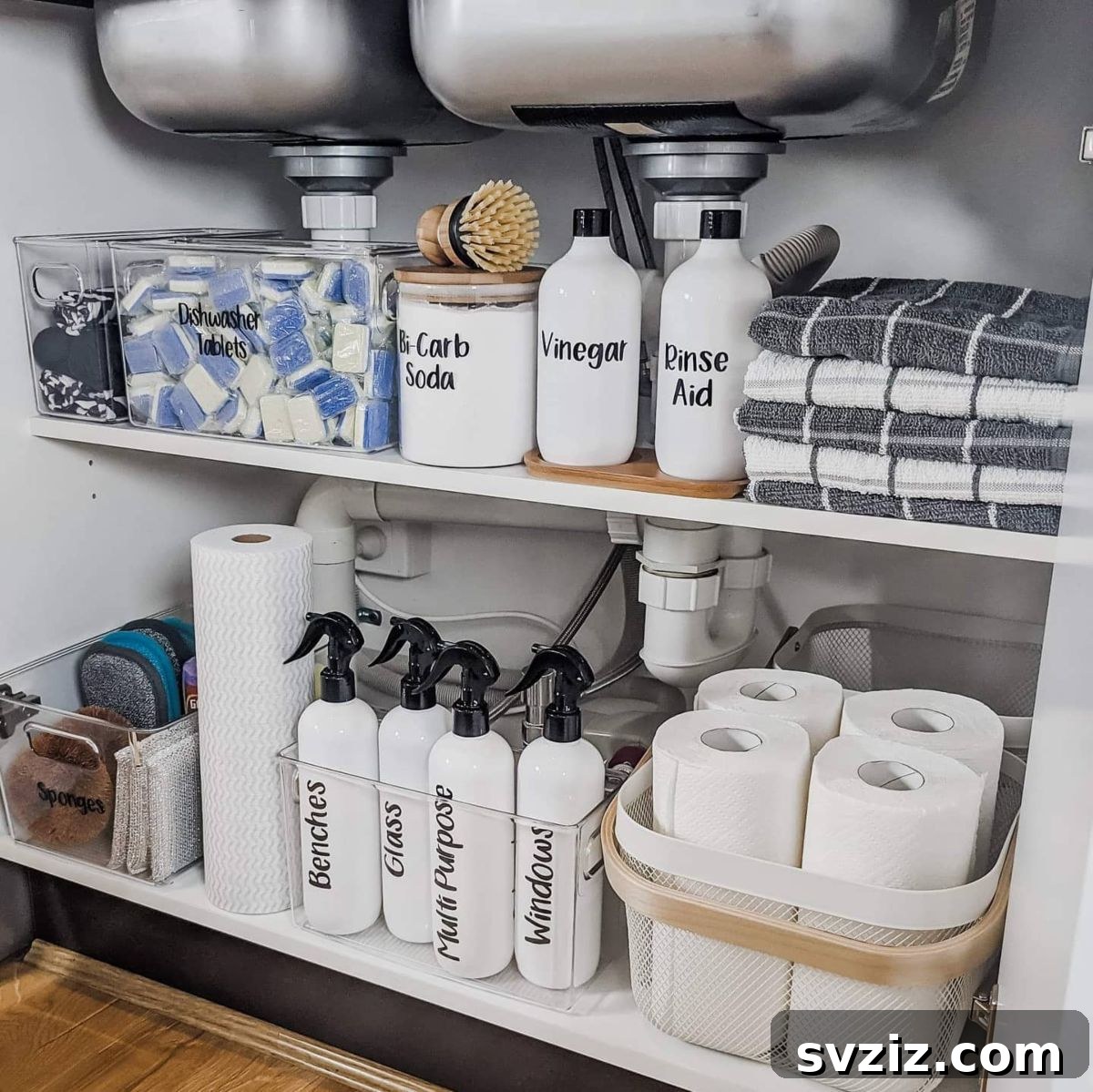 Labeled Refillable Bottles for Cleaning Supplies