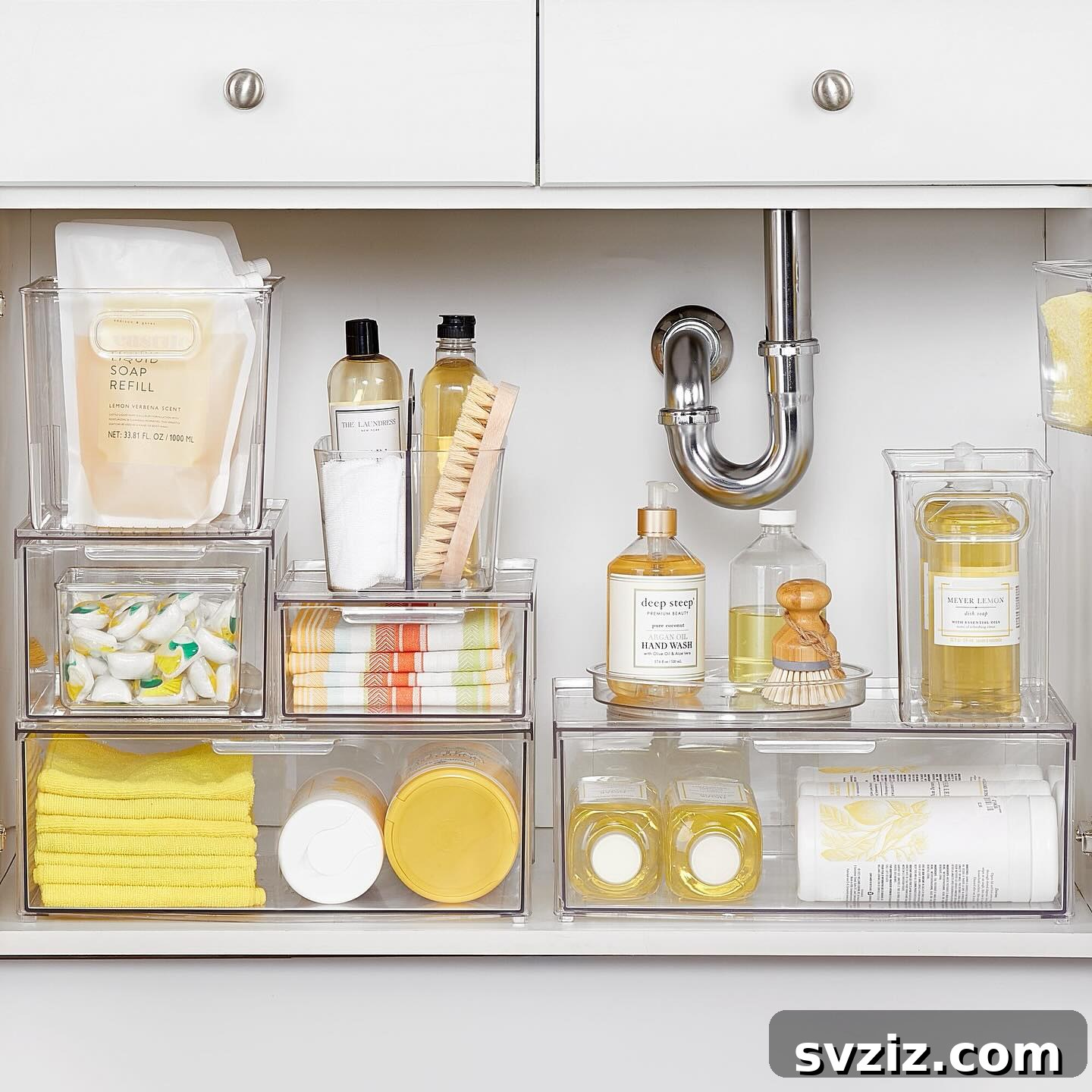 Variety of Stackable Bins and Baskets for Under Sink