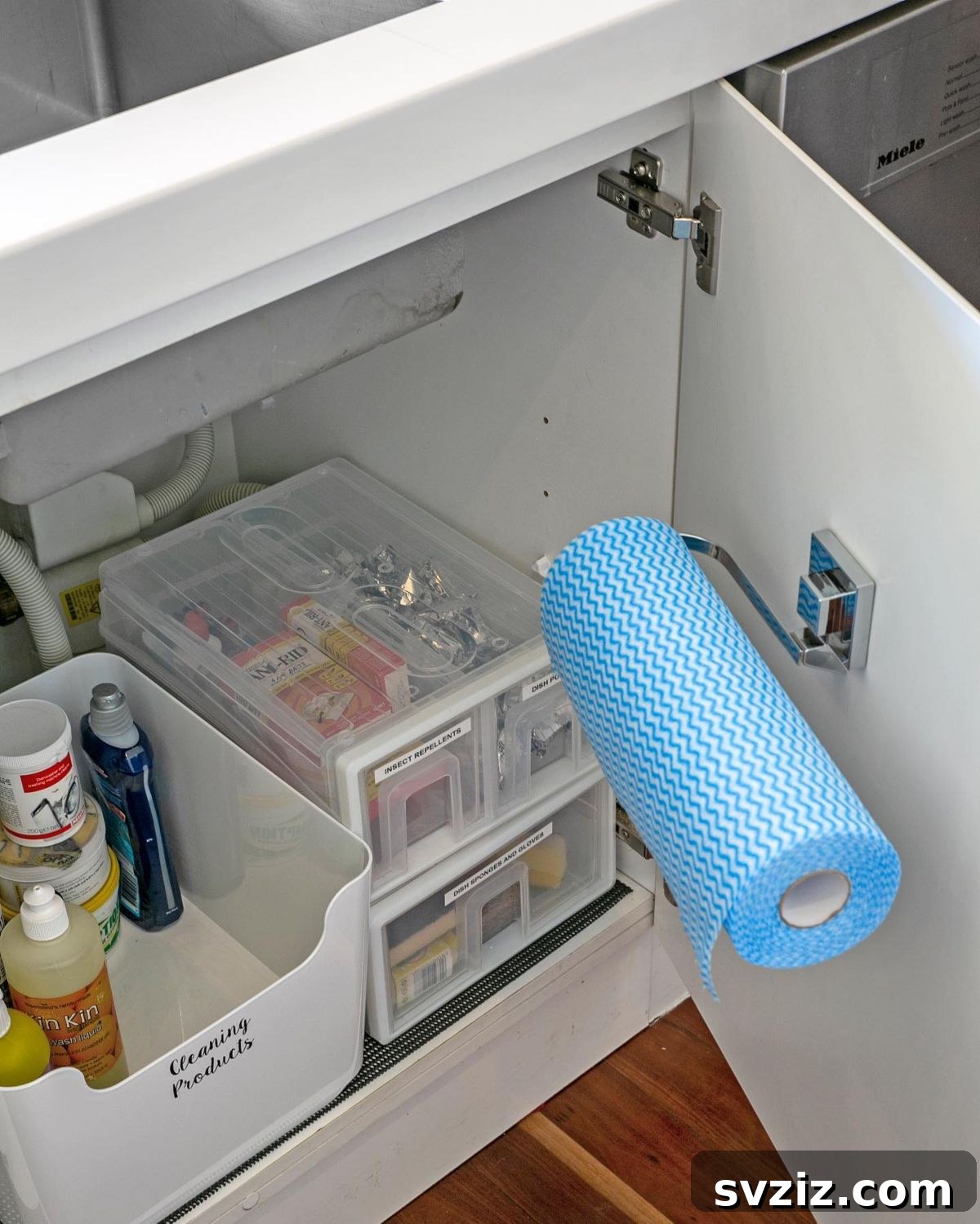 Cabinet Door Paper Towel Holder to Maximize Space