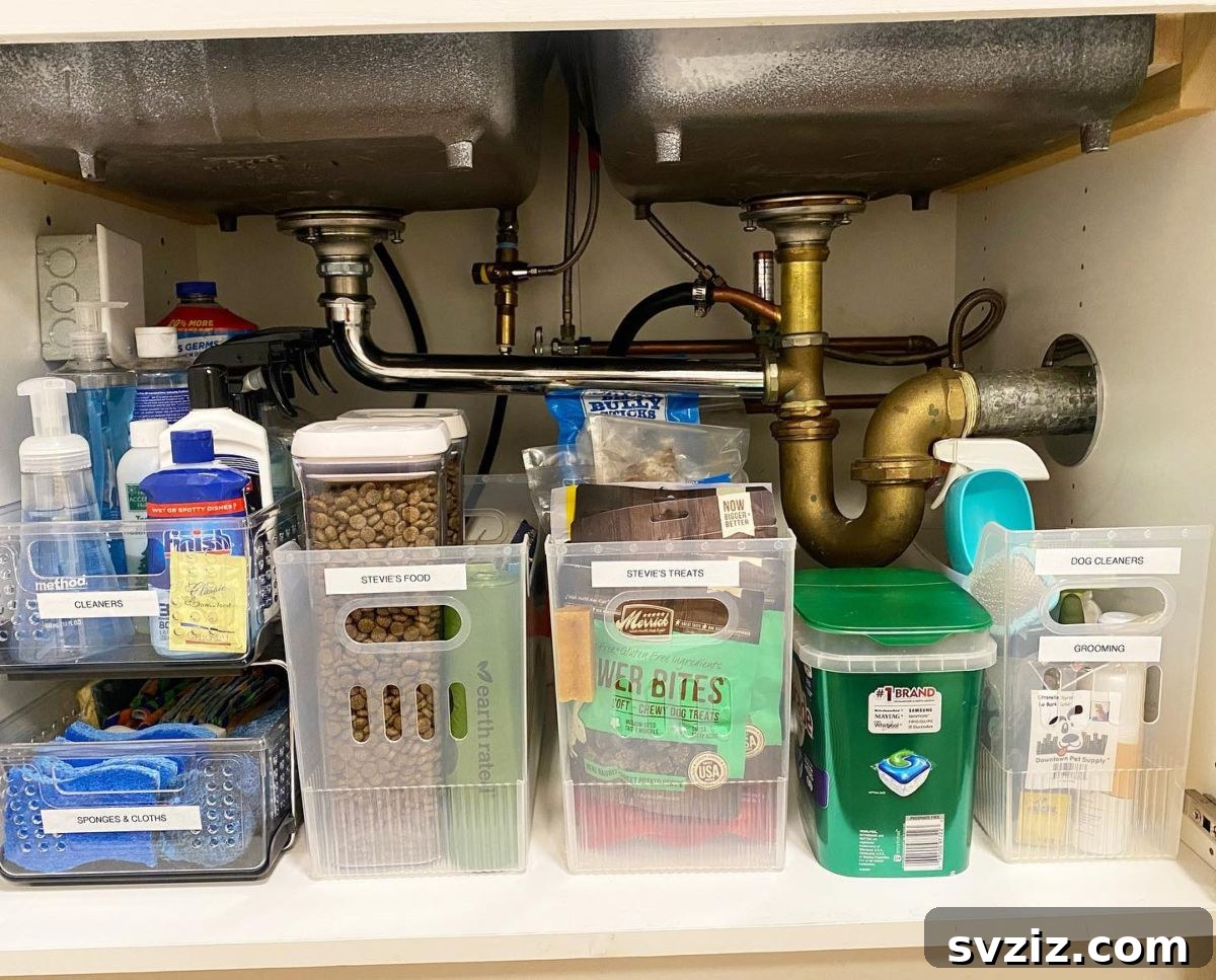 Simple Bins for Under Kitchen Sink Organization
