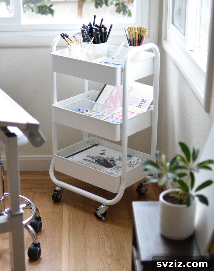 Rolling Cart - Mobile art supply storage.