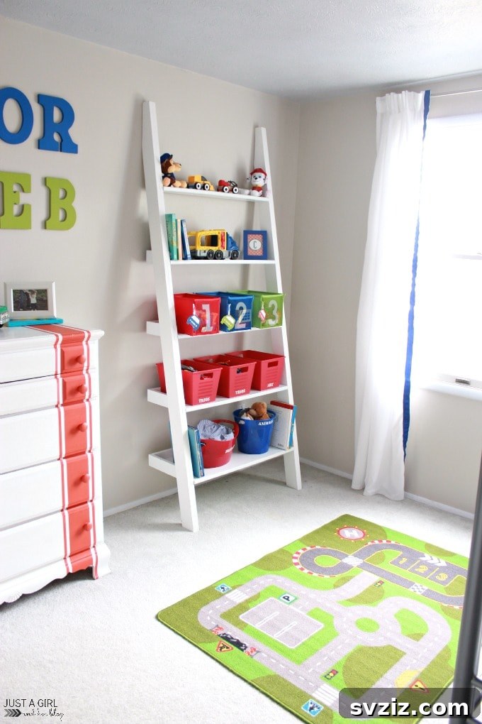 Utilize Vertical Space - Elegant ladder bookshelf for small rooms.