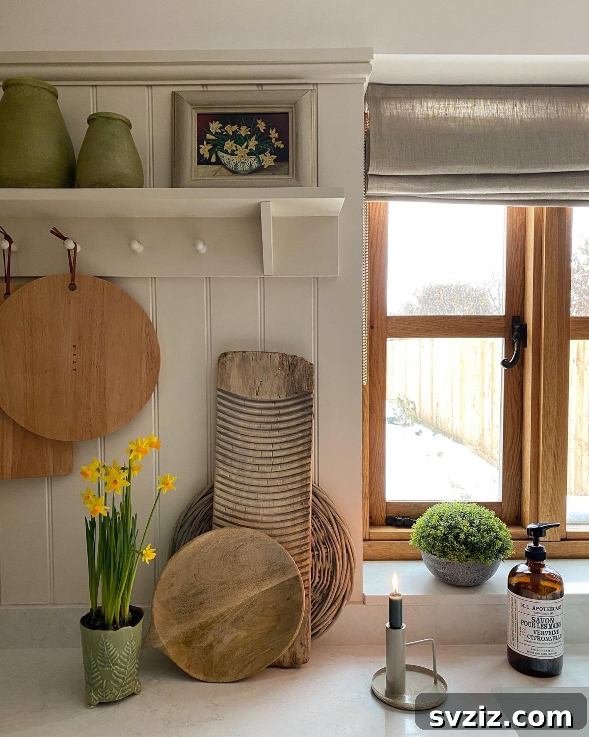 Hang Kitchen Items - Wall-mounted pot and pan storage.