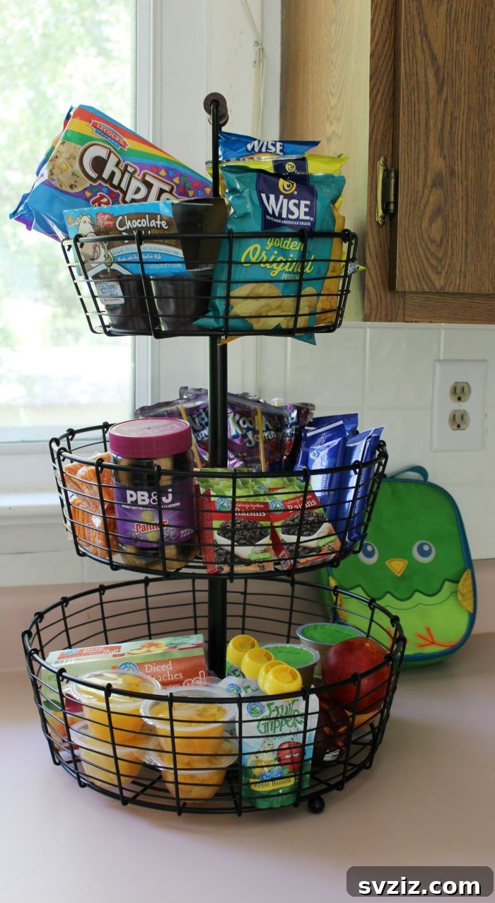 Tiered Kids Snack Packing Station