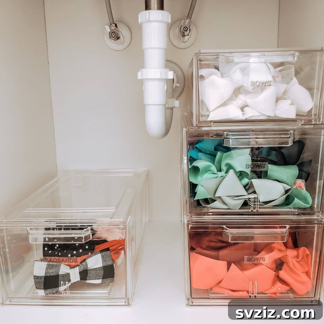 Genius Ways to Maximize Your Under Bathroom Sink Space 18 Bow Organizer for children's hair accessories
