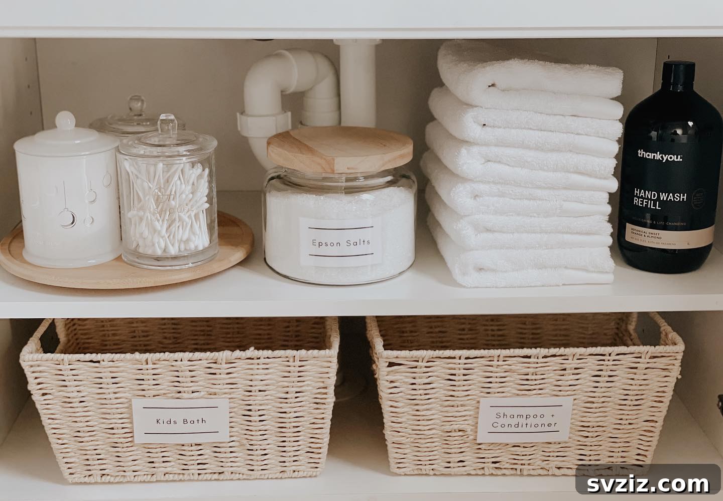 Genius Ways to Maximize Your Under Bathroom Sink Space 24 Simple Labeled Baskets for elegant and clear organization