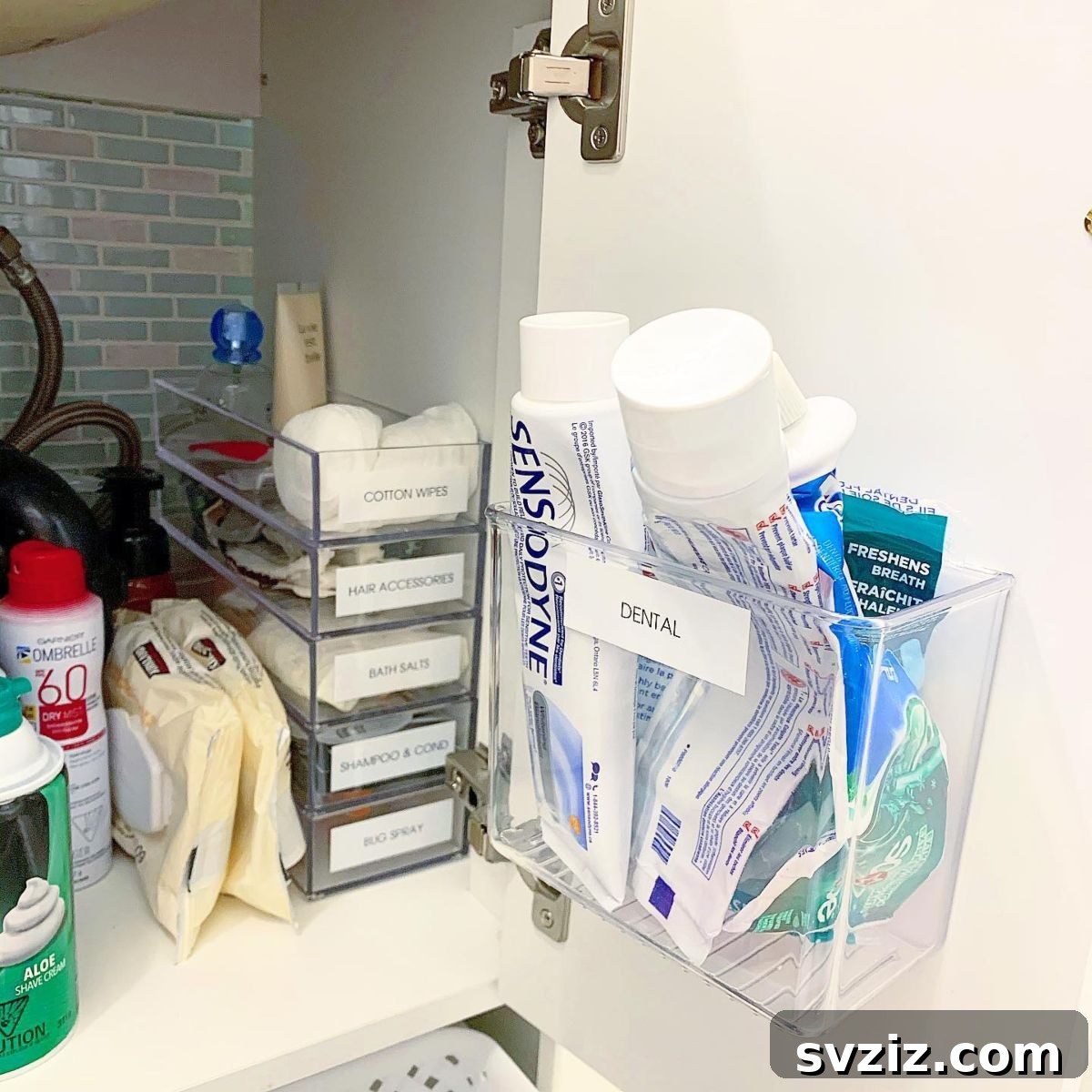 Genius Ways to Maximize Your Under Bathroom Sink Space 10 Clear Hanging Bins for accessible door storage