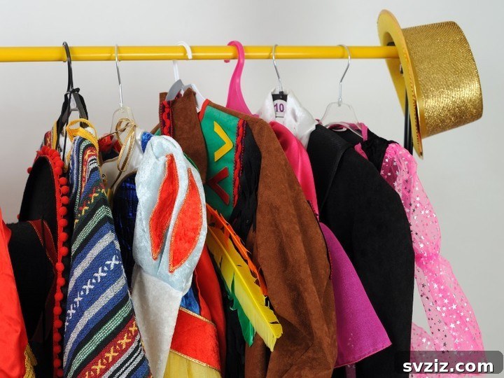 Storage bin with old Halloween costumes and uniforms