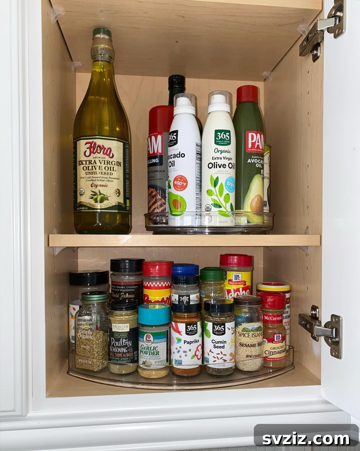 Organized pantry showing expired items and unused spices