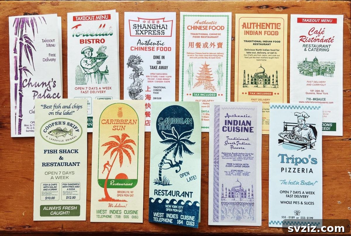 Collection of take-out menus