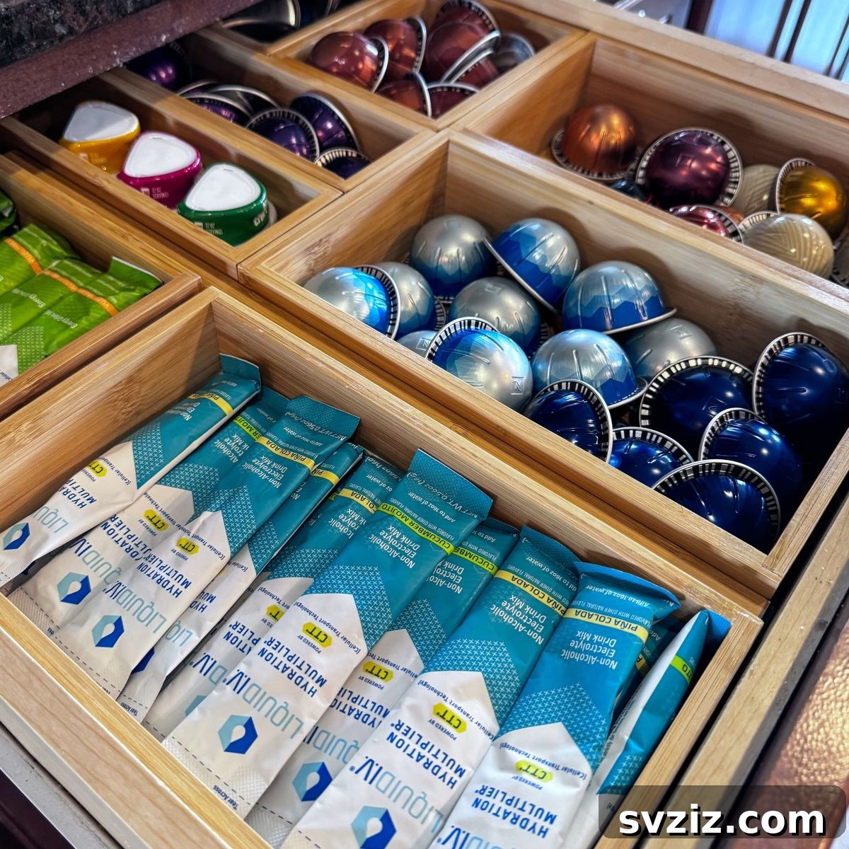 21 Genius Tricks to Tame Kitchen Clutter 8 Drawer beautifully organized with coffee pods and drink pouches
