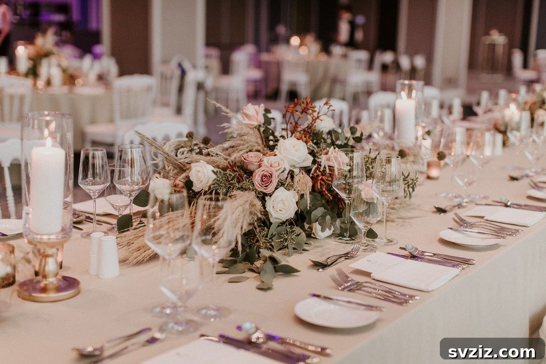 21 Breathtaking Boho Wedding Centerpiece Designs 9 Romantic White and Blush Rose Boho Centerpieces