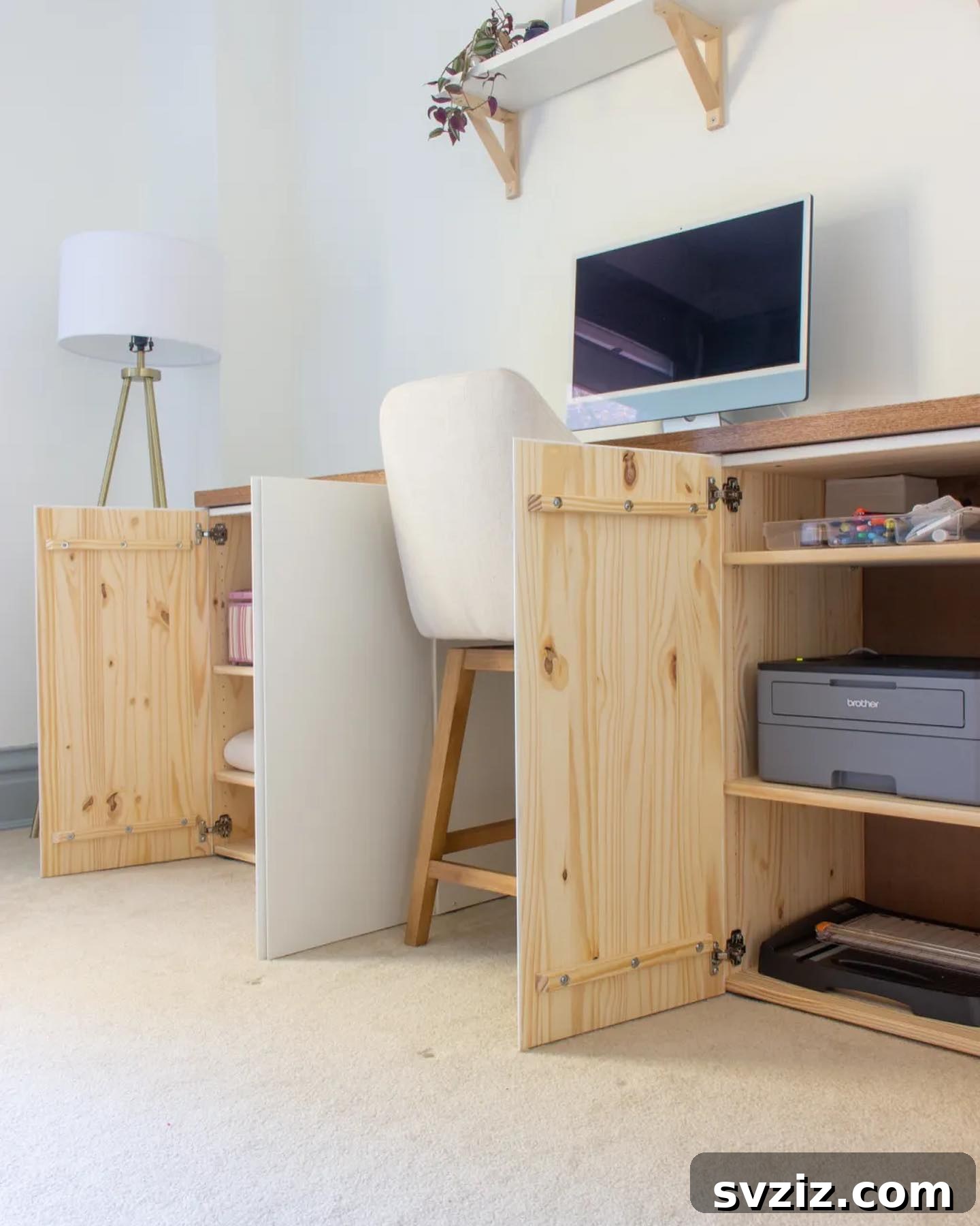 Customized Home Office Desk and Storage with IKEA Ivar Cabinets