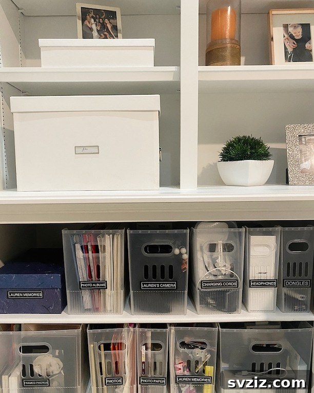 Organized Office Supplies in Clear Acrylic Containers
