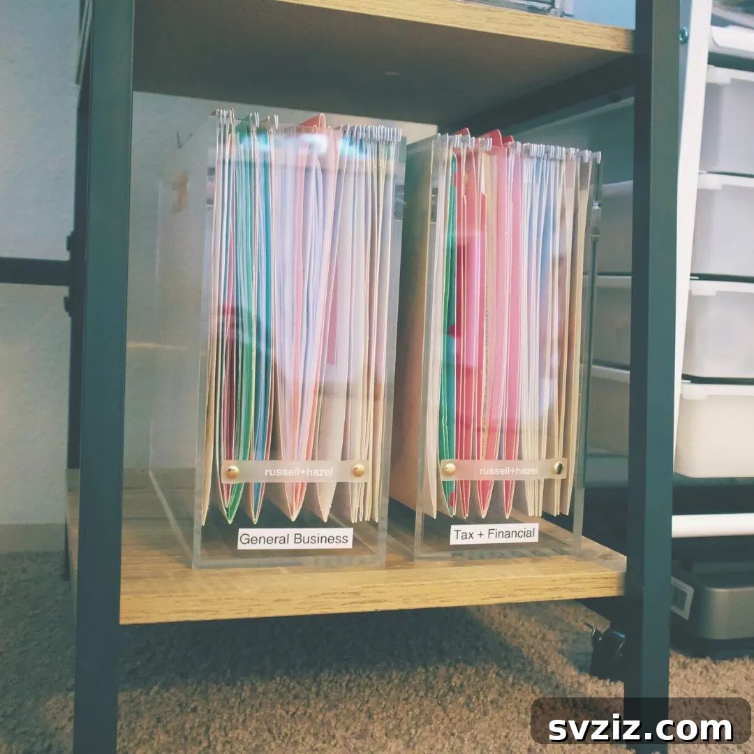 Neat and Modern Acrylic Hanging File Boxes in a Home Office