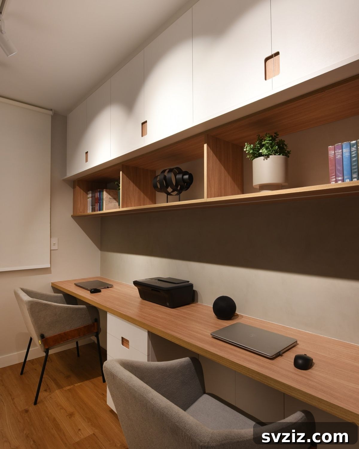 Stylish Home Office with Modern Open Shelves