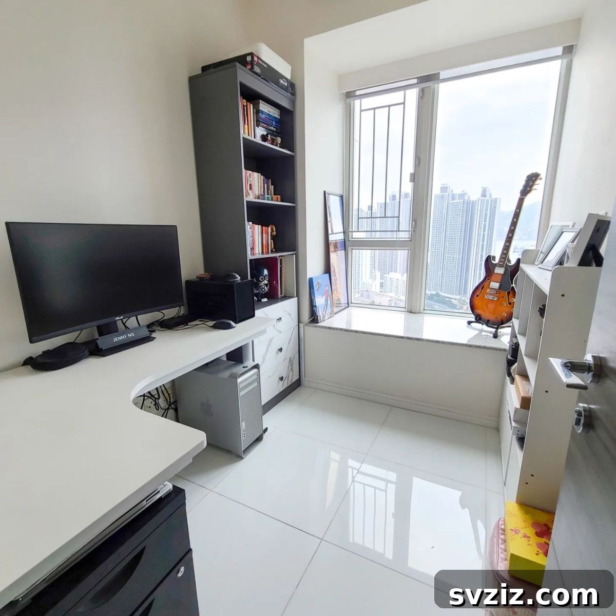 Efficient Vertical Storage in a Corner Home Office