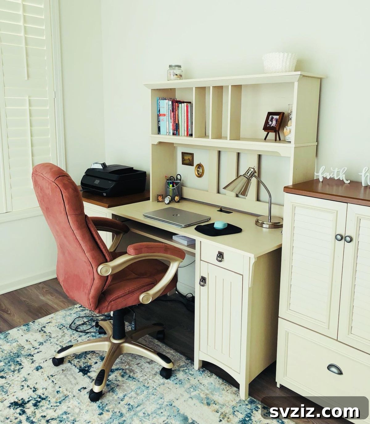 Compact Home Office Desk with Integrated Shelves for Storage