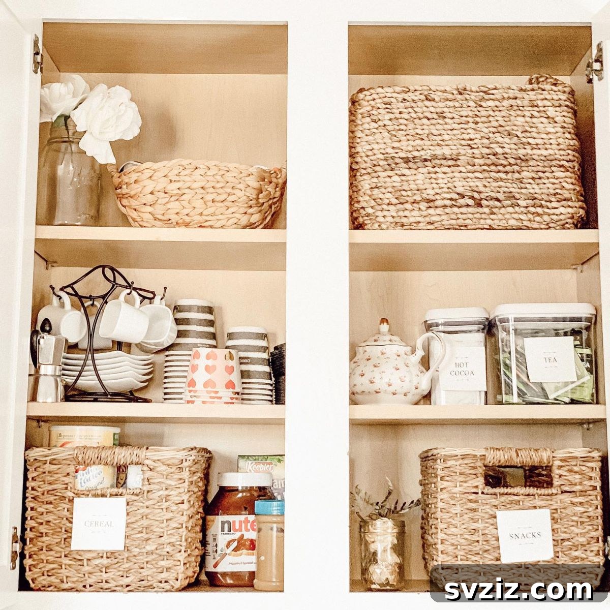 Smart Solutions for Organized Kitchen Cabinets 9 Rattan Storage Baskets