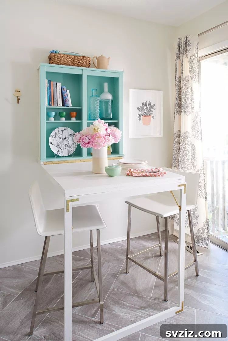 25 Brilliant Storage Hacks for Tiny Kitchens 12 Wall-mounted fold-out table with storage