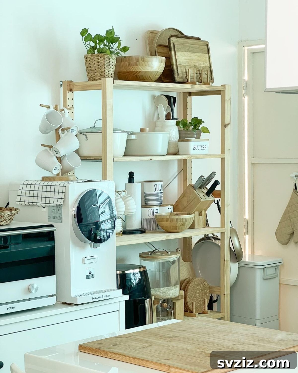 25 Brilliant Storage Hacks for Tiny Kitchens 25 IKEA Ivar shelving unit in a kitchen