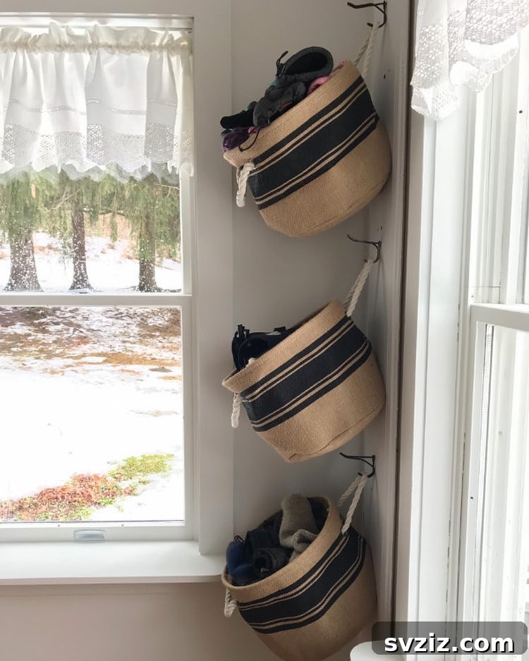 burlap storage baskets