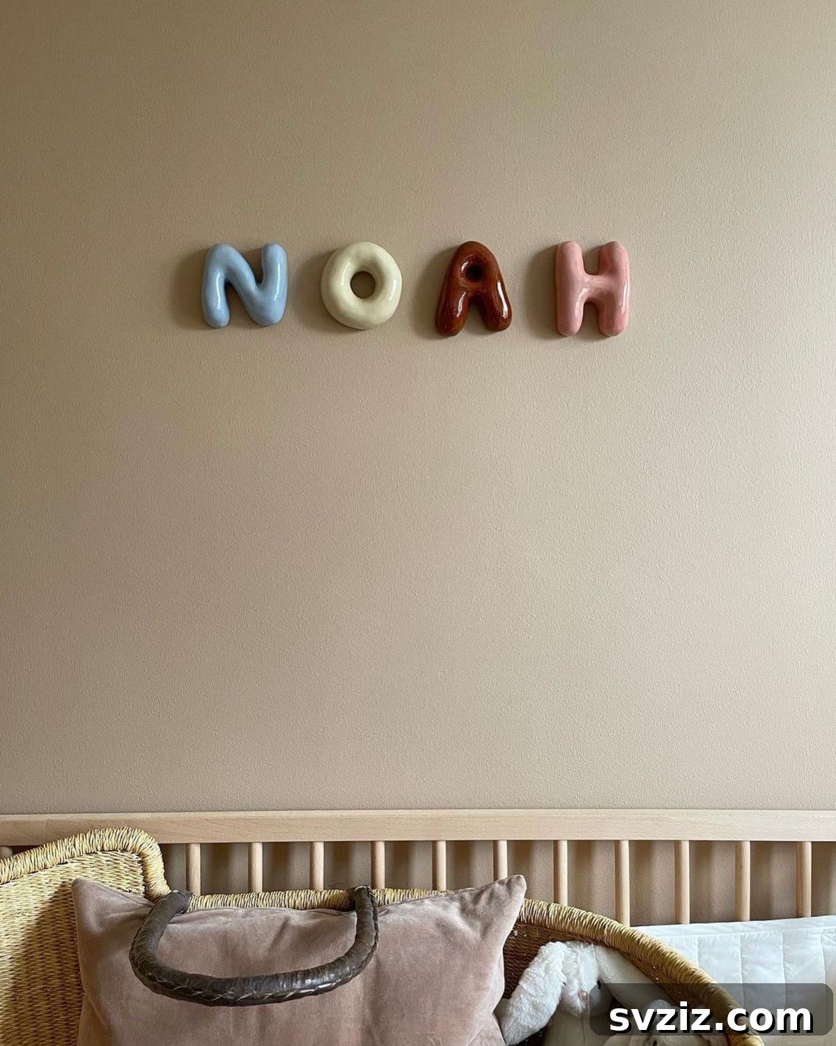 Personalized boy's room decor with ceramic name letters