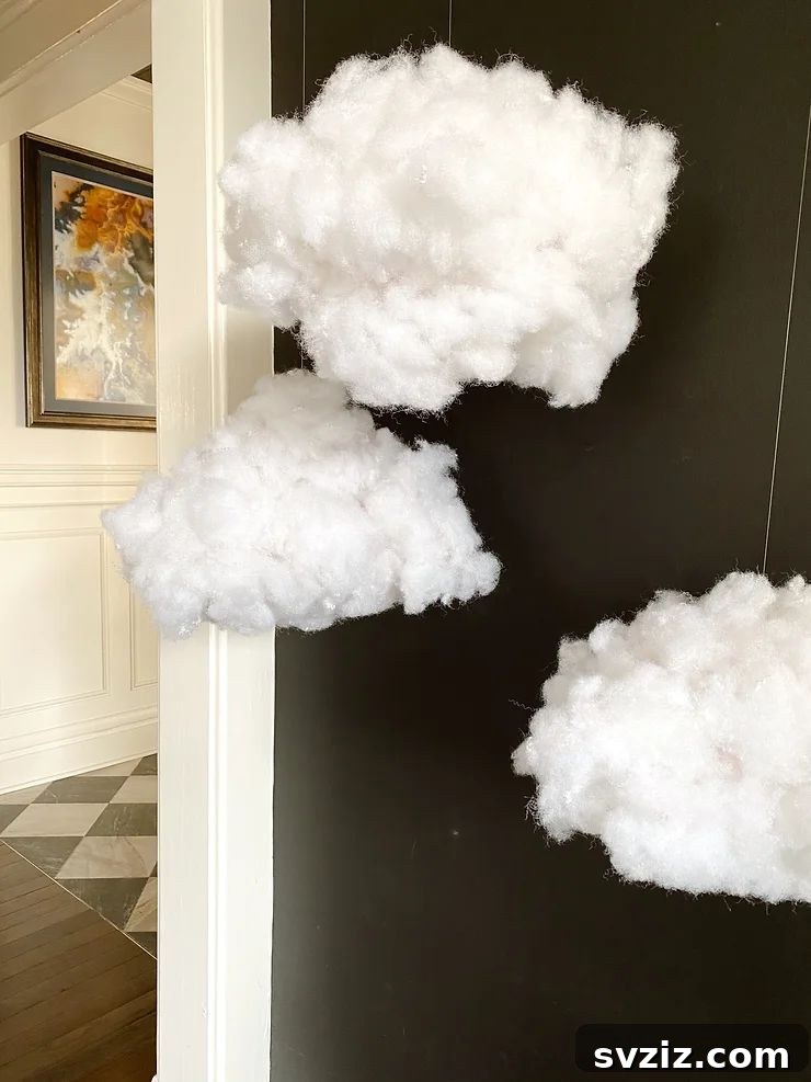 Whimsical DIY cloud decor for a boy's bedroom