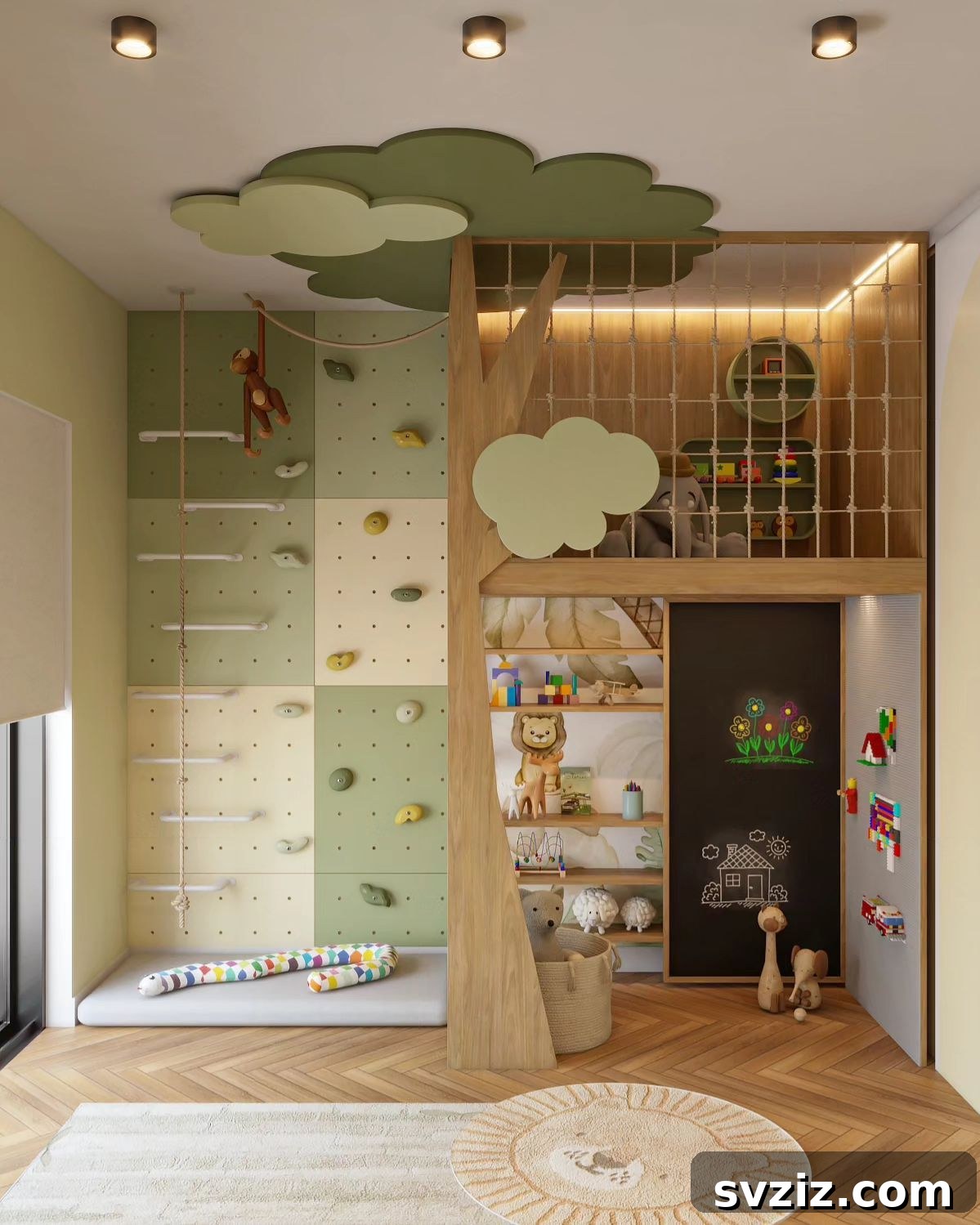 DIY climbing wall for an adventurous boy's room
