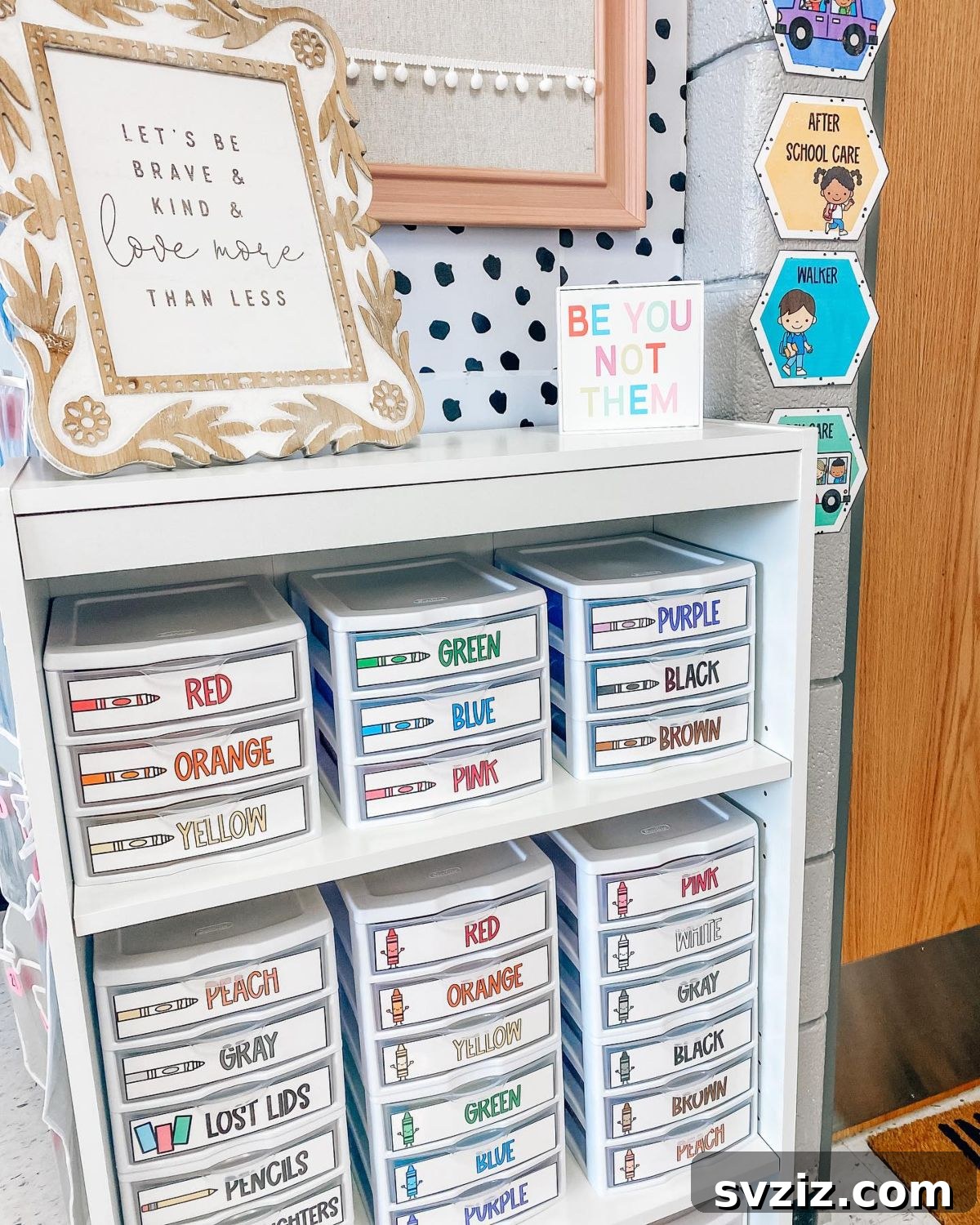 Colorful, multi-drawer supply organizer for classroom