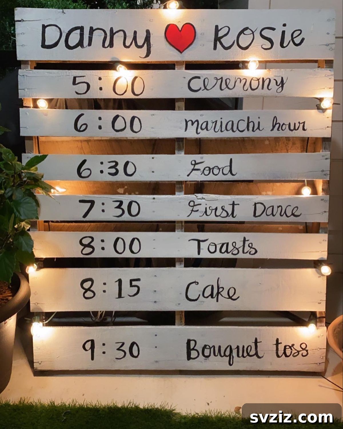 31 Stunning Outdoor Wedding Ideas Without Breaking the Bank 21 DIY Painted Pallet Wedding Schedule Sign