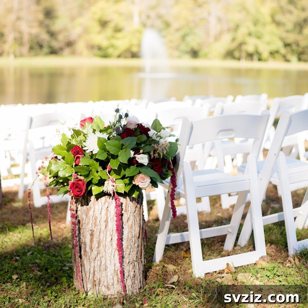 31 Stunning Outdoor Wedding Ideas Without Breaking the Bank 24 Rustic Log Aisle Decor for Outdoor Ceremony