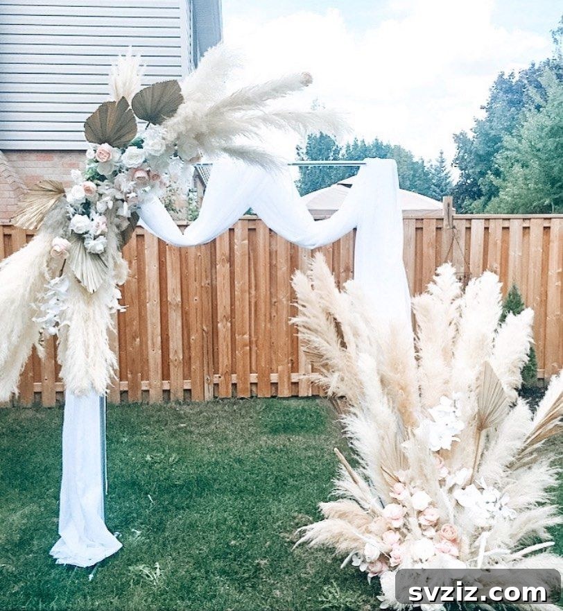 31 Stunning Outdoor Wedding Ideas Without Breaking the Bank 25 Pampas Grass Wedding Ceremony Backdrop