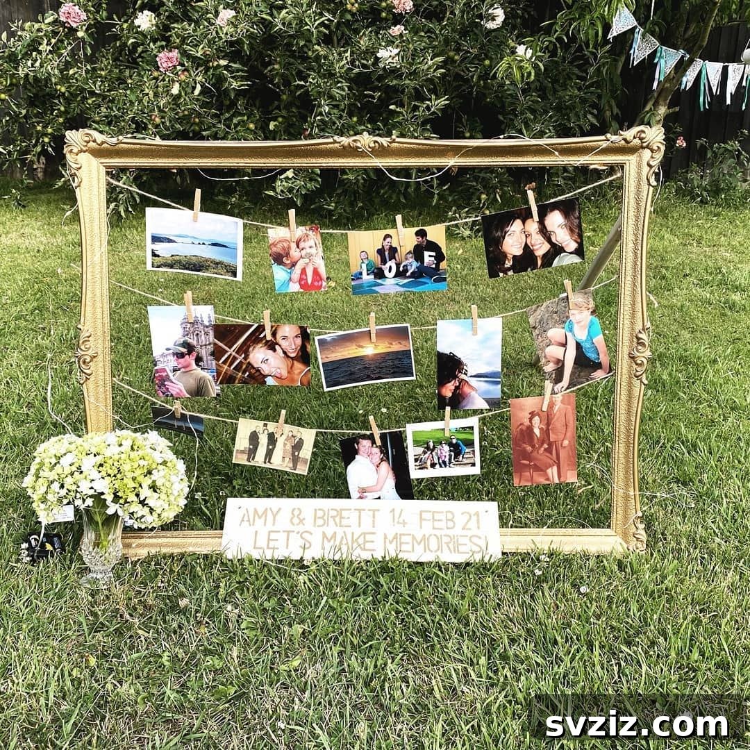 31 Stunning Outdoor Wedding Ideas Without Breaking the Bank 26 DIY Memory Frame for Wedding Display