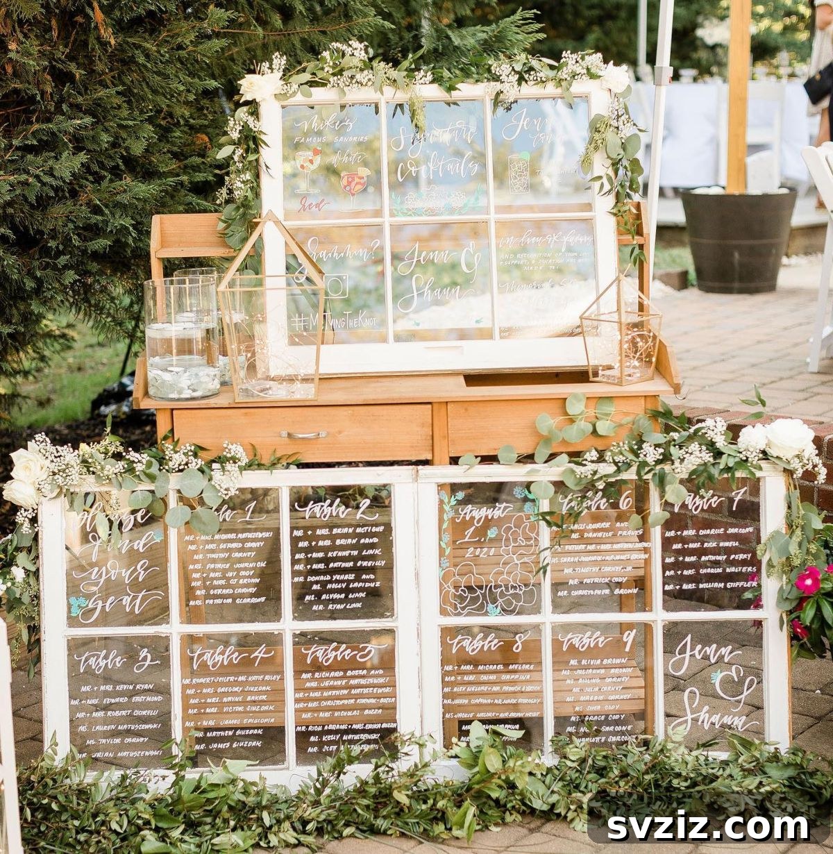 31 Stunning Outdoor Wedding Ideas Without Breaking the Bank 9 Rustic Windowpane Seating Chart